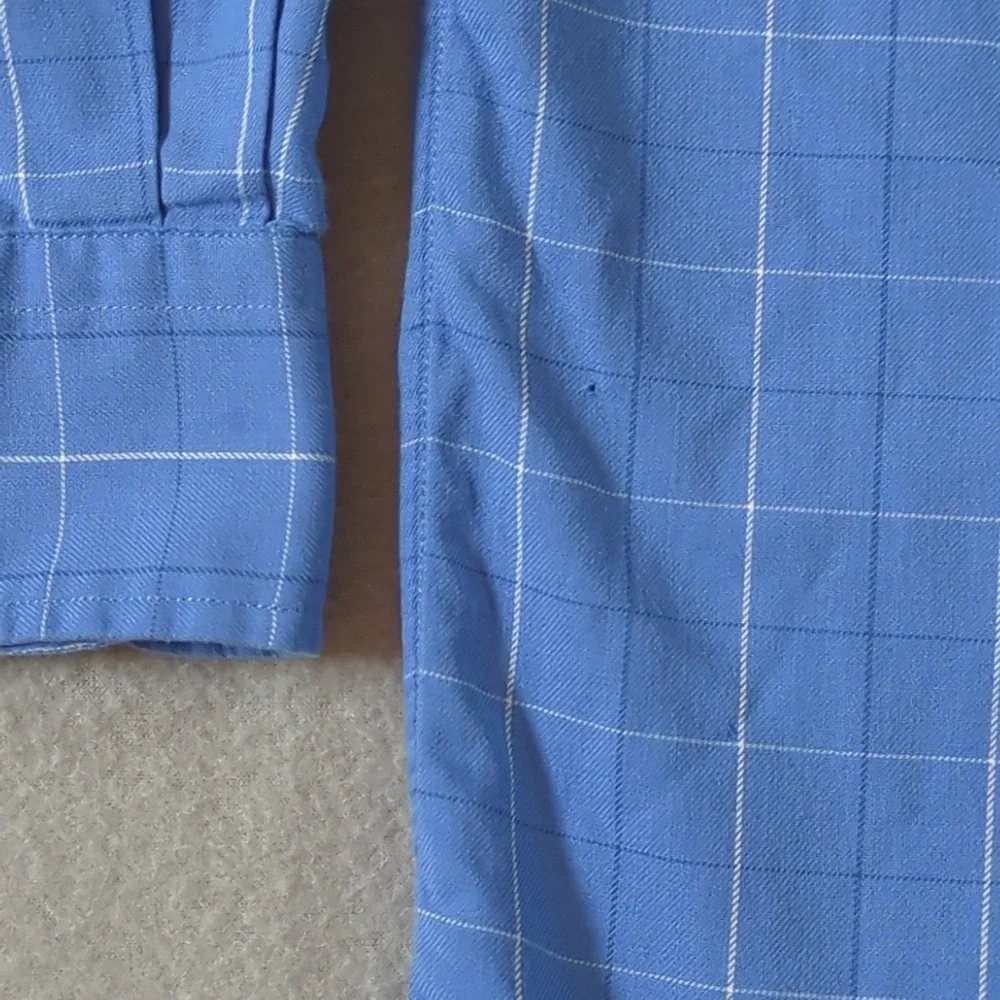 Polo Ralph Lauren Lowell Sport Shirt Mens Large Blue‎ Windowpane Check Cotton